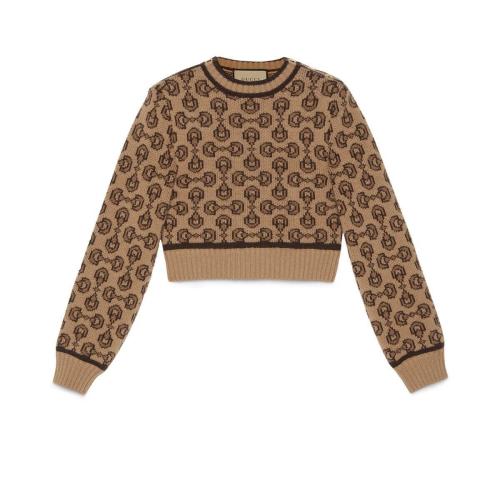  GUCCI古馳 22年秋冬 女士 馬銜扣羊絨提花毛衣 713515 XKCSX 2337