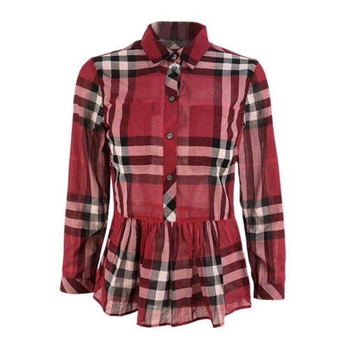 BURBERRY/博柏利女士長(zhǎng)袖襯衫紅色經(jīng)典格紋純棉z2