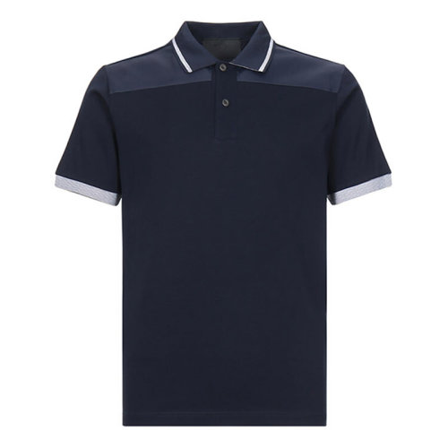PRADA/普拉達(dá)  男裝 男士 深藍(lán)色棉質(zhì)時(shí)尚短POLO UJN589-1S8H-F0124