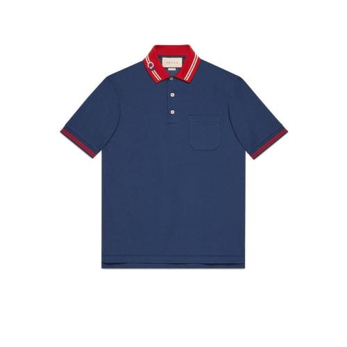  GUCCI古馳 22年秋冬 男士 飾互扣式雙G珠地棉Polo衫 658067 XJDI2 4714