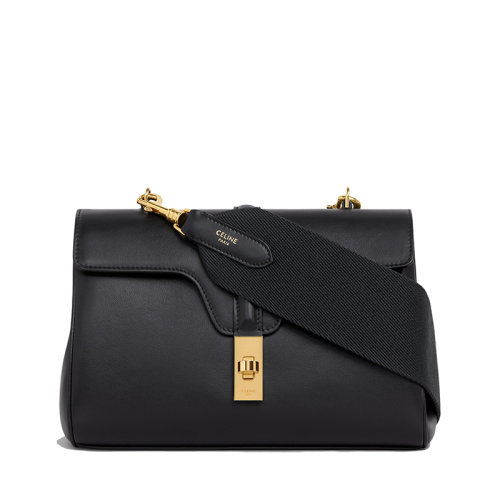 CELINE/賽琳 21新款TEEN SOFT 16系列 女士黑色光滑小牛皮金扣斜挎單肩包196853CR4.38NO