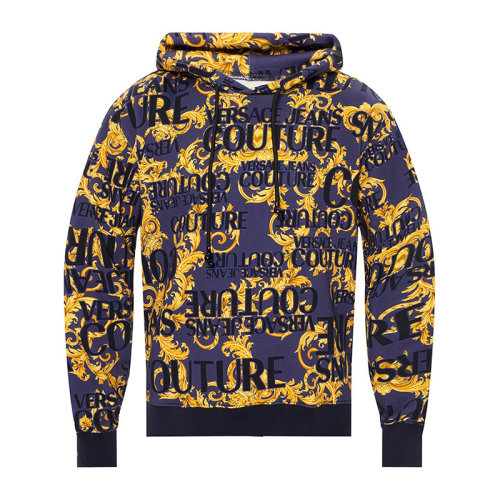 VERSACE JEANS/范思哲牛仔 男士拼色棉質(zhì)經(jīng)典字母徽標(biāo)印花裝飾長袖上衣衛(wèi)衣連帽衫運動衫套頭衫 B7GVA7F3-SM600-200