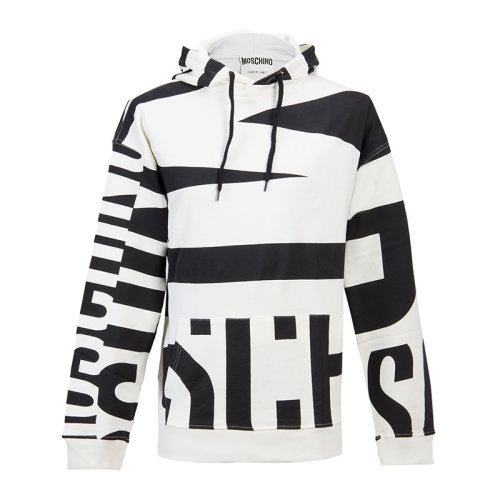 MOSCHINO/莫斯奇諾 男裝 服飾 黑白色棉質(zhì)經(jīng)典logo款 連帽衛(wèi)衣 男衛(wèi)衣