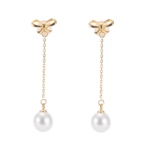 GeleiStory/GeleiStory清新密語系列925銀鍍金淡水珍珠蝴蝶耳墜耳線耳飾