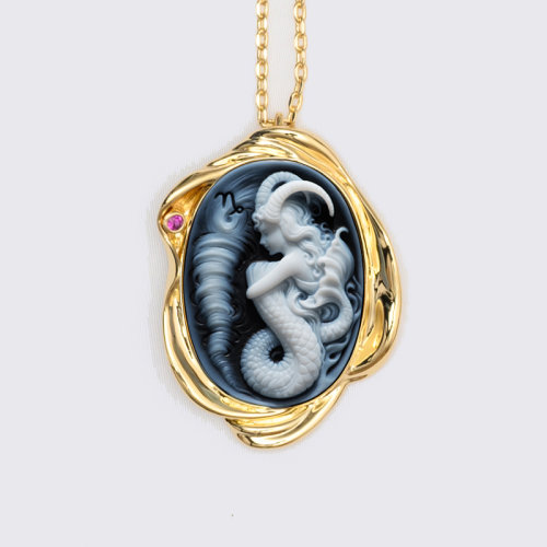 吊墜【2021新款星座】 shiyu/十玉藝術(shù)珠寶 摩羯座 [全球限量20枚] 一體雙色縞瑪瑙 黃道十二宮 十玉