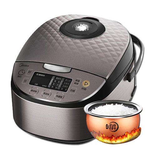 Midea/美的 電飯煲家用4L 渦輪除泡防溢鍋金屬拉絲機身匠銅圓灶釜MB-RS4057-（4L）