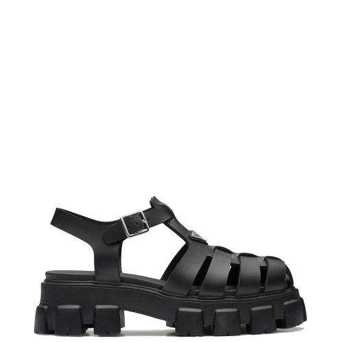 PRADA/普拉達(dá) 22年春夏新款 男士黑色聚氨酯材質(zhì)厚底漁夫涼鞋2X3083_3LKK_F0002
