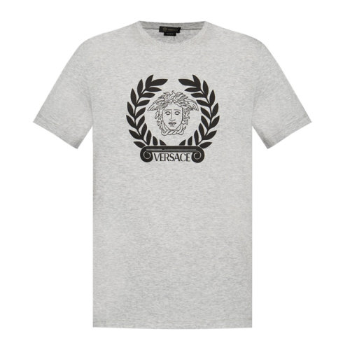 VERSACE/范思哲 男士灰色棉質(zhì)經(jīng)典美杜莎頭像印花裝飾圓領(lǐng)上衣短袖T恤 A85156-A228806-A8026