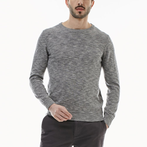 Vittorio Di Giacomo/迪伽默男士休閑灰色圓領(lǐng)套頭毛衣—男針織衫