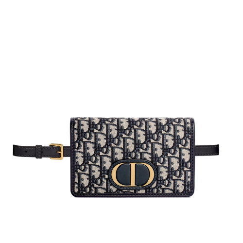DIOR/迪奧 2020春夏新款 MONTAIGNE系列 經典帆布提花2合1藍色DIOR斜紋提花手拿 斜挎 腰包 S2086UTZQ_M928