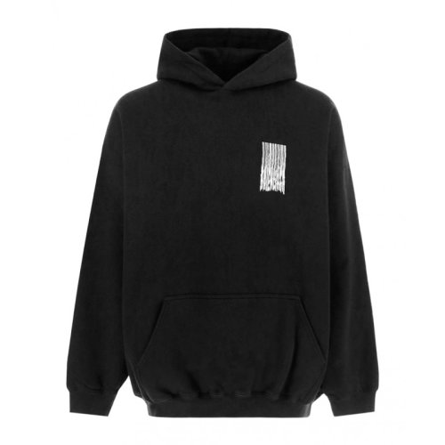 Balenciaga/巴黎世家 女士黑色棉質(zhì)條碼圖案裝飾寬松版型長袖上衣衛(wèi)衣套頭衫連帽衫運動衫 651799-TKVE6-1070