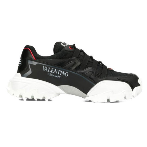 Valentino/華倫天奴 時尚百搭 男士黑色織物配皮字母印花休閑運動鞋 VY2S0C20LJP KCM