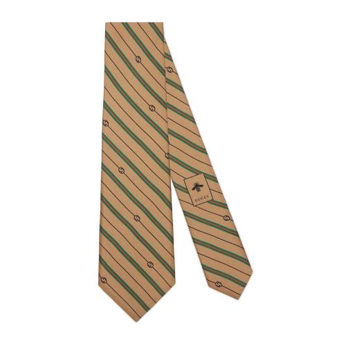  GUCCI古馳 22年秋冬 男士 飾互扣式雙G印花真絲領(lǐng)帶 714696 4EAAX 9866