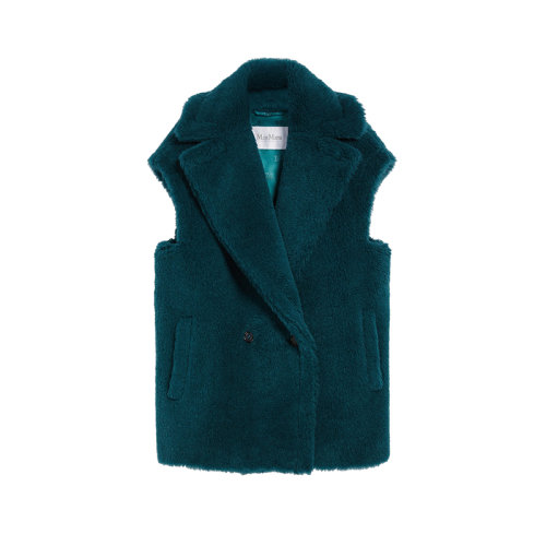 MaxMara/麥絲瑪拉 22年秋冬新款 LIBANO系列 女士松石綠色羊駝毛混紡泰迪馬甲外套無袖夾克1276012306007