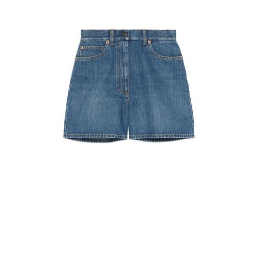  GUCCI古馳 22年秋冬 女士 馬銜扣細(xì)節(jié)牛仔短褲 681287 XDBP5 4447