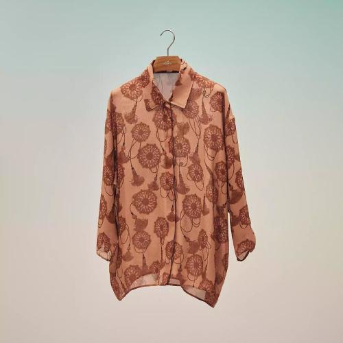  HERMES愛馬仕 22年秋冬 女士 長袖襯衫 Chemise ample imprime ??Cliquetis Aquarelle?? H