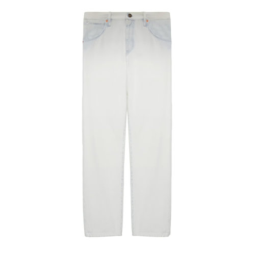 GUCCI/古馳 22年秋冬新款 Lovelight系列 男士白色純棉漂白效果方形雙G貼飾牛仔褲?705892XDB3W9692