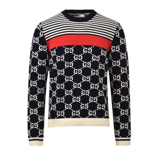 GUCCI/古馳 GG和條紋棉質(zhì)男士針織衫/毛衣496458X9I07