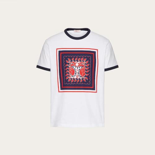  VALENTINO華倫天奴 22年秋冬 男士 短袖T恤 T-SHIRT EN COTON A_VEC IMPRIMé ARCHIVE MANIFES