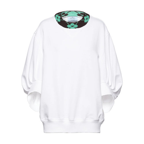 PRADA/普拉達(dá) 秋冬 女士白色提花細(xì)節(jié)Oversize圓領(lǐng)運(yùn)動衫衛(wèi)衣135705_1T56_F0K2X_S_212