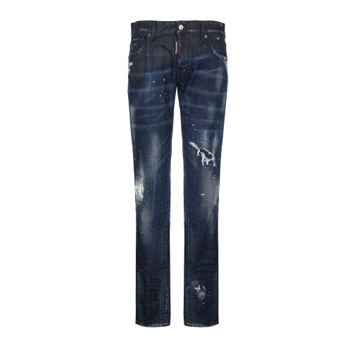 Dsquared2/D二次方 深藍色-磨白破洞裝飾  男士休閑褲 71LB050930342 470