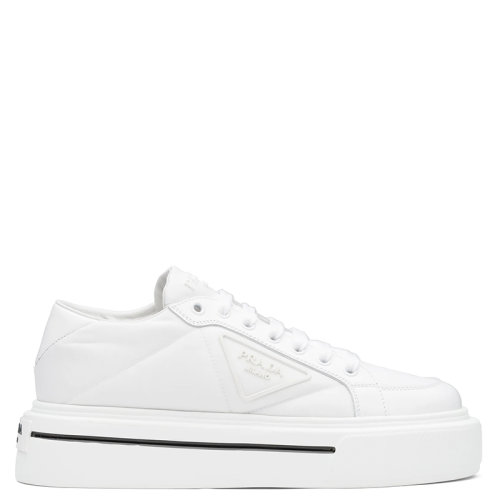 PRADA/普拉達 秋冬 Macro Re-Nylon系列 女士白色再生尼龍和亮面皮革運動鞋1E661M_3LF5_F0009_F_045