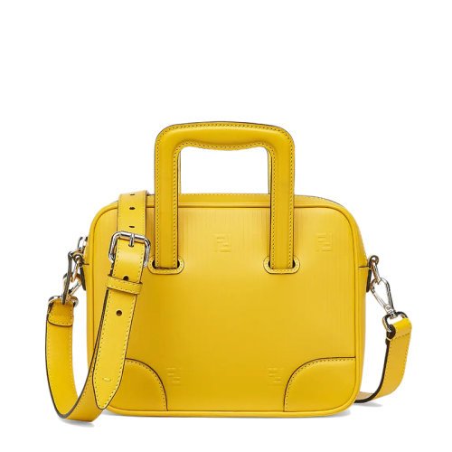 FENDI/芬迪 21新款 男士黃色牛皮革FF圖案拉鏈開合手提單肩斜挎郵差包7VA543AG0RF0M8A