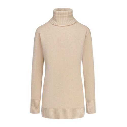 MaxMara/麥絲瑪拉 女士駝棕色羊毛混紡羊絨加厚翻折高領(lǐng)長袖上衣毛衣針織衫羊毛衫套頭衫 13660203-600-002