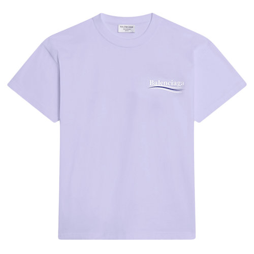 Balenciaga/巴黎世家  POLITICAL CAMPAIGN系列 女士淺紫色復(fù)古針織運(yùn)動(dòng)版型T恤612964TKVJ13072