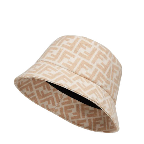 FENDI/芬迪新款 女士米色桑蠶絲和羊毛窄檐漁夫帽FXQ813AALRF0QU5