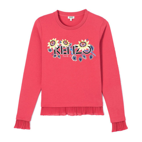 KENZO/高田賢三 女士紅色棉質(zhì)經(jīng)典字母徽標(biāo)花朵裝飾圓領(lǐng)長袖上衣衛(wèi)衣運(yùn)動(dòng)衫 F962SW711962-27
