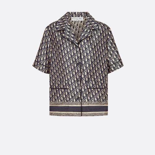  DIOR迪奧 22年秋冬 女士 短袖襯衫 Dior Chez Moi 家居服上衣 121V46A6608_X5803 預(yù)定商品1-3周發(fā)貨