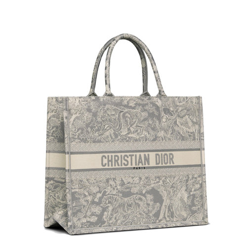 DIOR/迪奧  BOOK系列 女士灰色Toile de Jouy圖案反向刺繡單肩手提托特包M1286ZRGO_M932