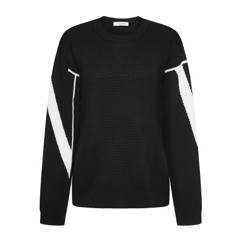 Valentino/華倫天奴 黑色 男士VLTN標飾針織衫毛衣 UV3KC09K6LJ0NA 2020年秋冬