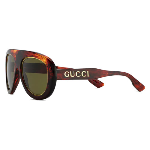 GUCCI/古馳 22年春夏新款 男士純卡其綠色鏡片光澤感玳瑁色醋纖鏡框領(lǐng)航員太陽眼鏡墨鏡691373J07406030