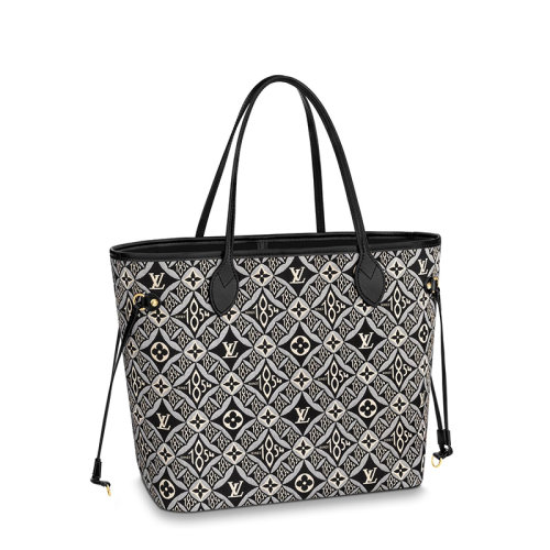 Louis Vuitton/路易威登 經(jīng)典NEVERFULL MM SINCE 1854系列 女士灰色徽標(biāo)1984組合印花圖案織物鉤扣手提斜挎單肩包M57230