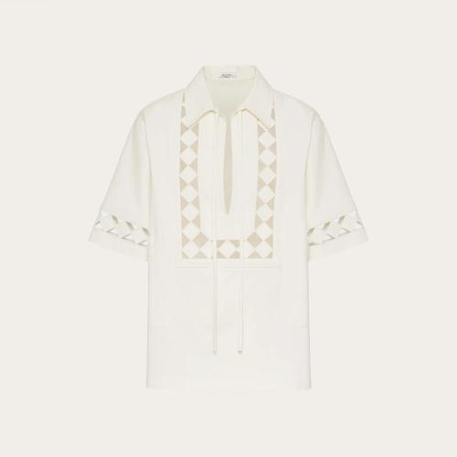  VALENTINO華倫天奴 22年秋冬 男士 短袖襯衫 CHEMISE TUNIQUE A_VEC BRODERIES GéOMéTRIQUES