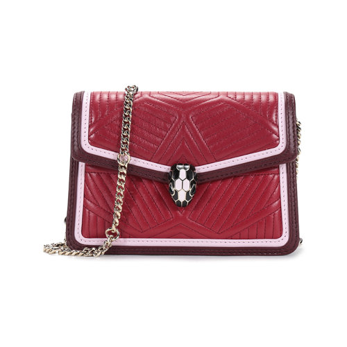 BVLGARI/寶格麗  女士SERPENTI DIAMOND BLAST系列皮質(zhì)蛇頭扣單肩斜挎包腰包手拿包 288845