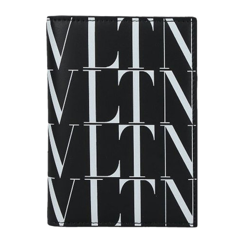 Valentino/華倫天奴 男女同款中性黑白拼色皮革經(jīng)典字母徽標(biāo)印花短款雙折錢夾錢包卡片夾卡包 UY0P0R66GTC-0NI