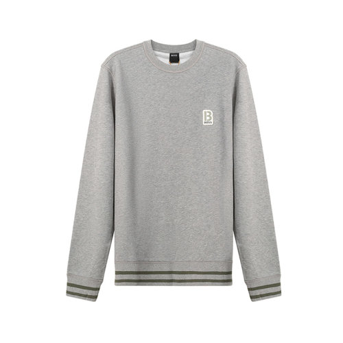 HUGO BOSS/雨果博斯 【22春夏新款】 男士棉質(zhì)圓領(lǐng)長袖衛(wèi)衣運動衫徽標(biāo)貼飾 50462547