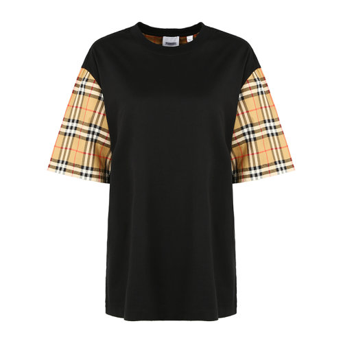 BURBERRY/博柏利時(shí)尚潮流拼接女士T恤女士短袖T恤8014895袖子格紋