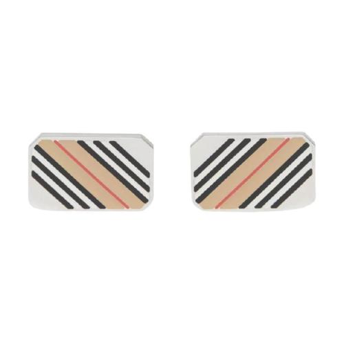  BURBERRY 22年秋冬 男士 標(biāo)志性條紋鍍鈀金袖扣 80344251 預(yù)定商品1-3周發(fā)貨