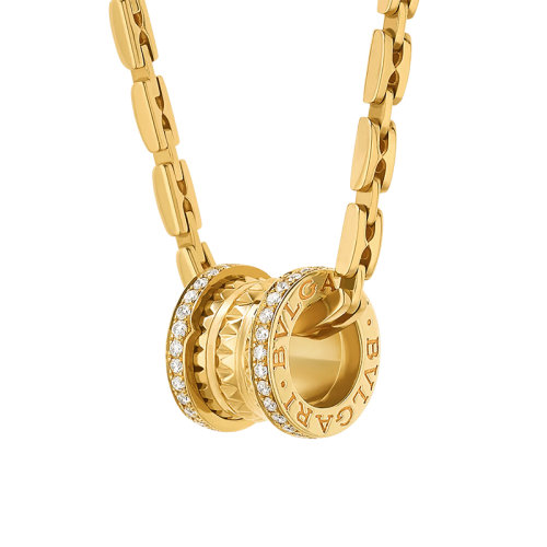 BVLGARI/寶格麗 B.ZERO1系列 18k金黃金雙排滿鉆吊墜項鏈358278