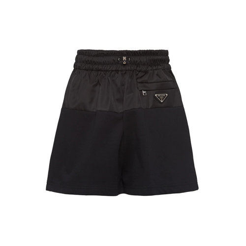PRADA/普拉達(dá) 秋冬 女士黑色棉質(zhì)運(yùn)動(dòng)風(fēng)平紋針織短褲132353_1YYA_F0806_S_212