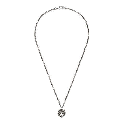 GUCCI/古馳  銀色金屬獅子頭吊墜項(xiàng)鏈410673I46018111