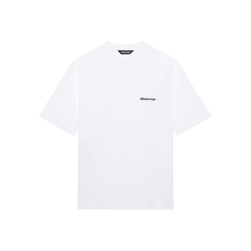 Balenciaga/巴黎世家 22年早春新款 BB CORP系列 男士白色純棉復古平紋中等剪裁短袖T恤612966TJV879040