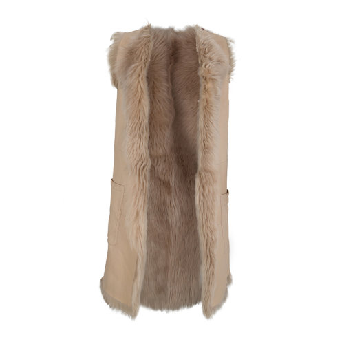 MaxMara/麥絲瑪拉  女裝 服裝 駝色羊毛皮草中長款 女士馬甲 PRINCE