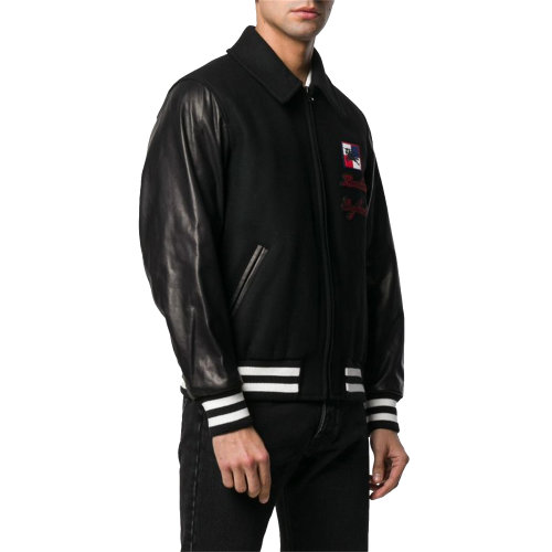 BURBERRY/博柏利 burberry服裝 巴寶莉 黑色 男裝 牛皮拼接 棒球夾克 大衣 外套 皮衣 男士夾克 80062151