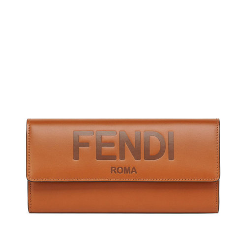 FENDI/芬迪  CONTINENTAL系列 女士棕色小牛皮Fendi Roma歐式按扣錢包8M0251AAYZF0QVK