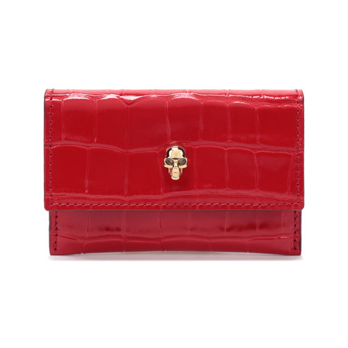 Alexander McQueen/亞歷山大麥昆  女士皮革骷髏裝飾卡包卡夾 632039 1JM0G